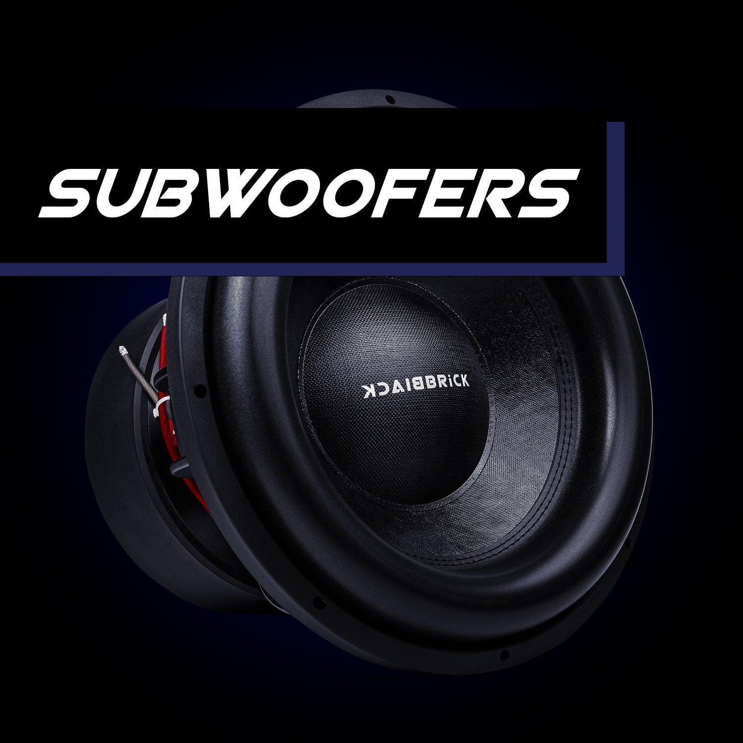 Image of a subwoofer with the title "Subwoofers"